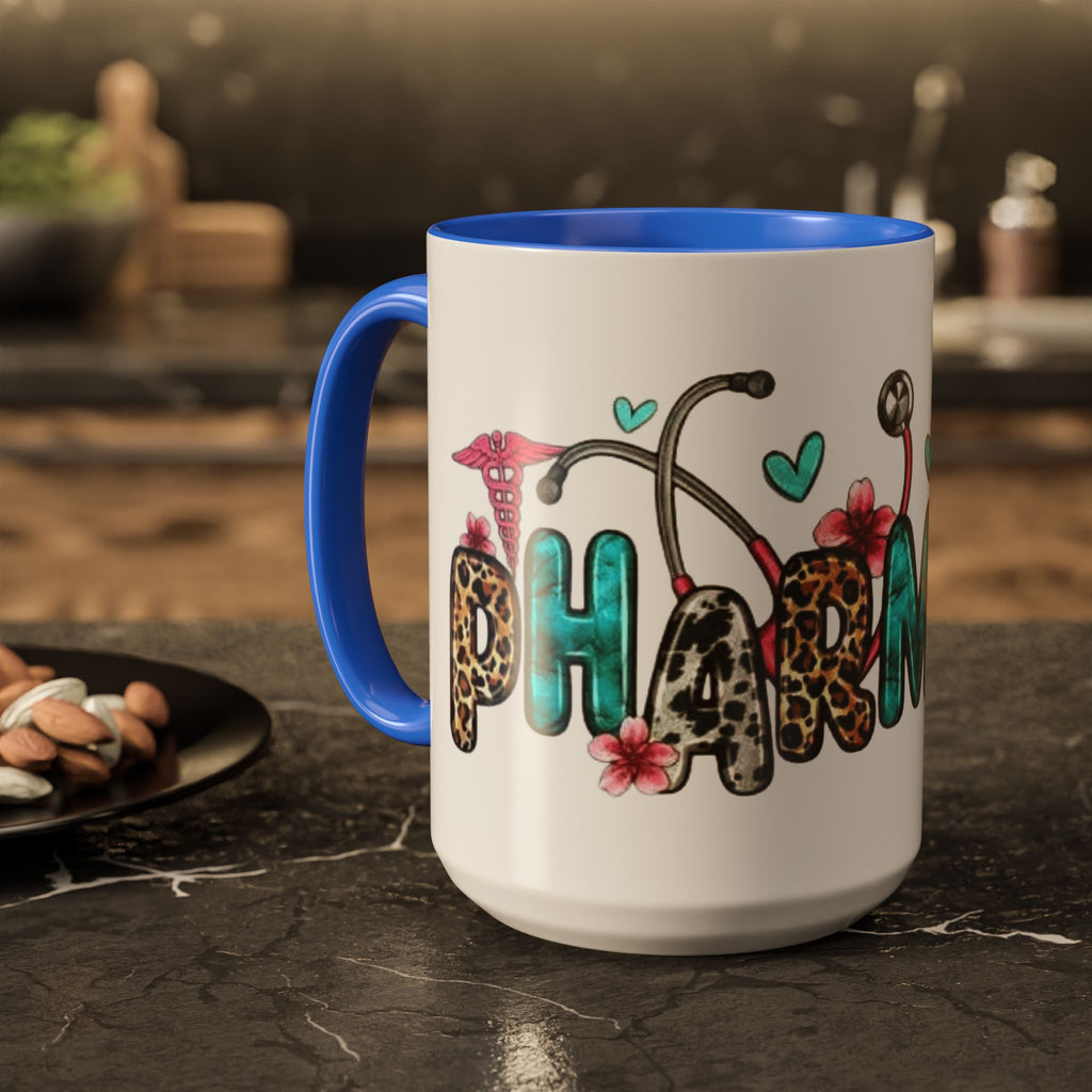 Pharmacy Nurse Coffee Mug — Cute Leopard & Teal Medical Design (11oz/15oz)Christmas mug for all healthcare heroes