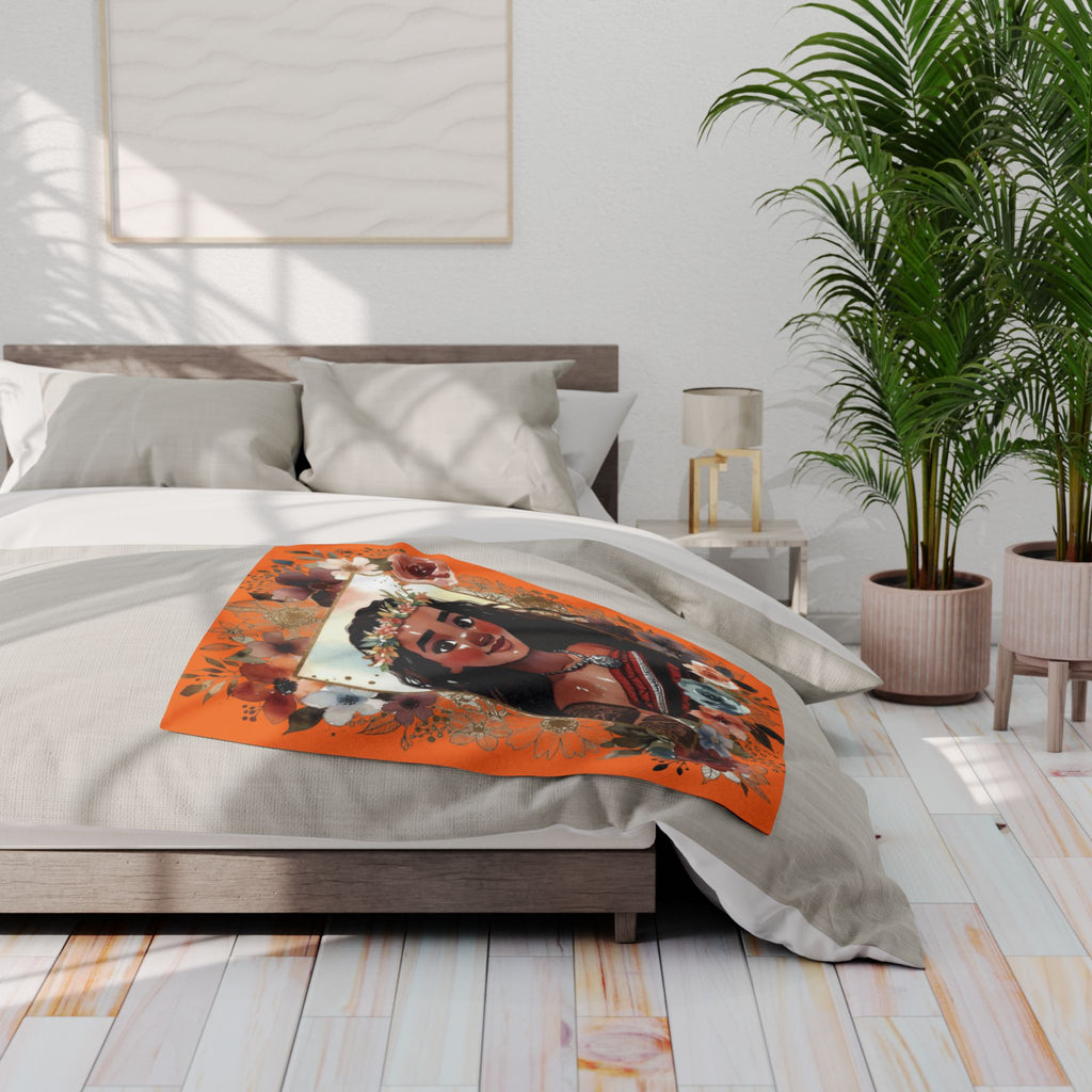 Moana-Inspired Floral Portrait Fleece Blanket