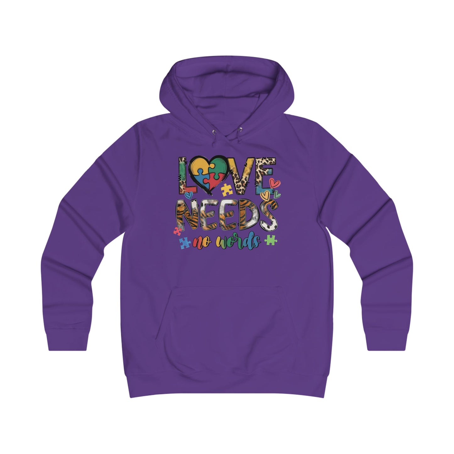 Colorful Love Needs Hoodie for Girls Autism Awareness & Pride Collection.