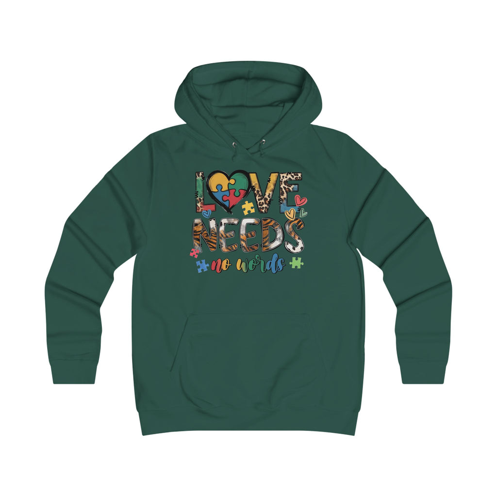 Colorful Love Needs Hoodie for Girls Autism Awareness & Pride Collection.
