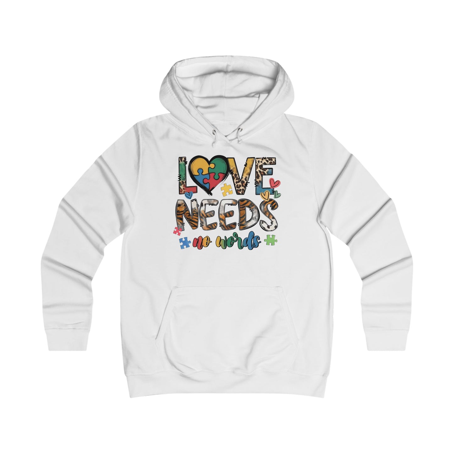 Colorful Love Needs Hoodie for Girls Autism Awareness & Pride Collection.