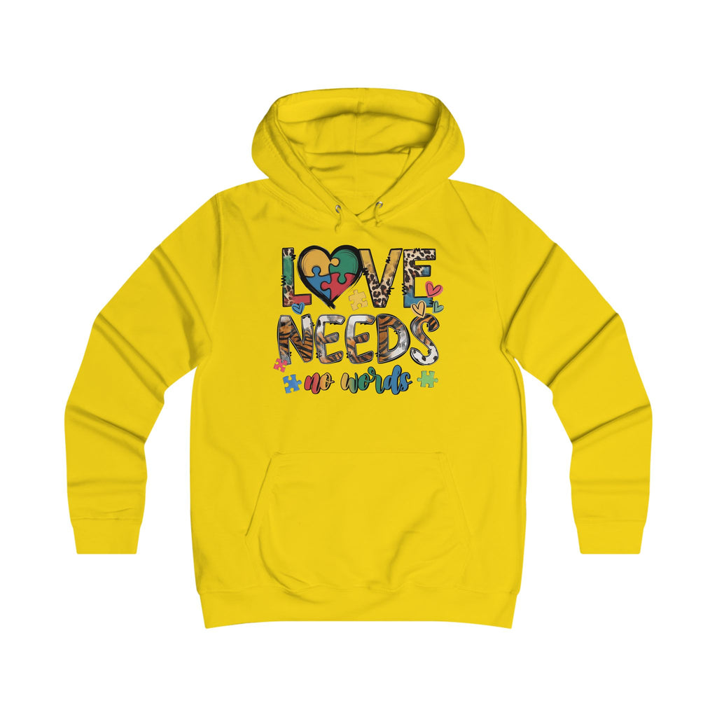 Colorful Love Needs Hoodie for Girls Autism Awareness & Pride Collection.
