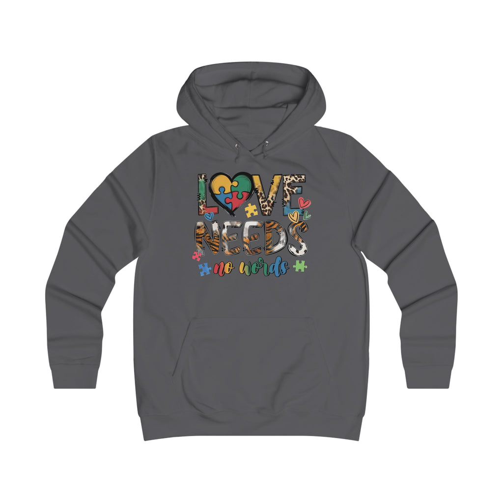 Colorful Love Needs Hoodie for Girls Autism Awareness & Pride Collection.