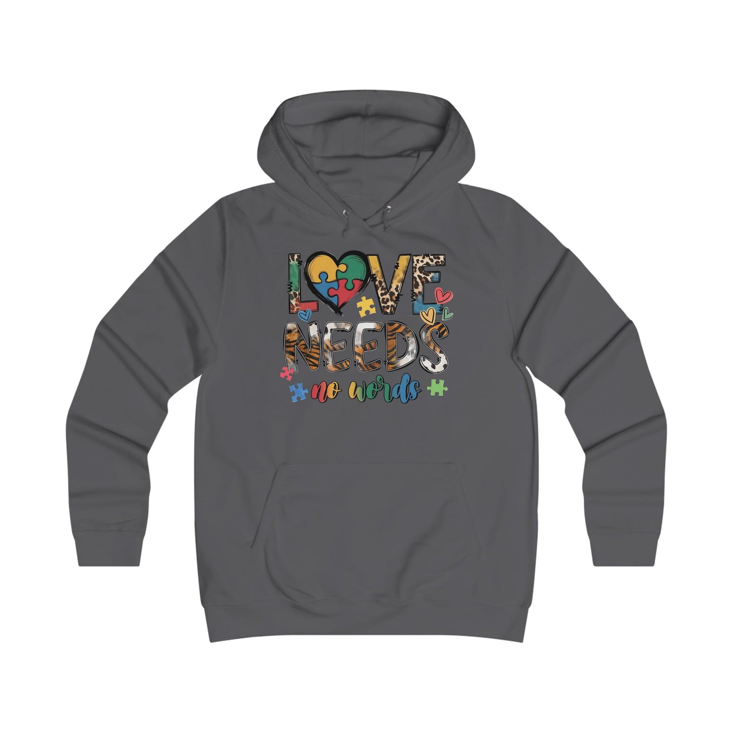 Colorful Love Needs Hoodie for Girls Autism Awareness & Pride Collection.