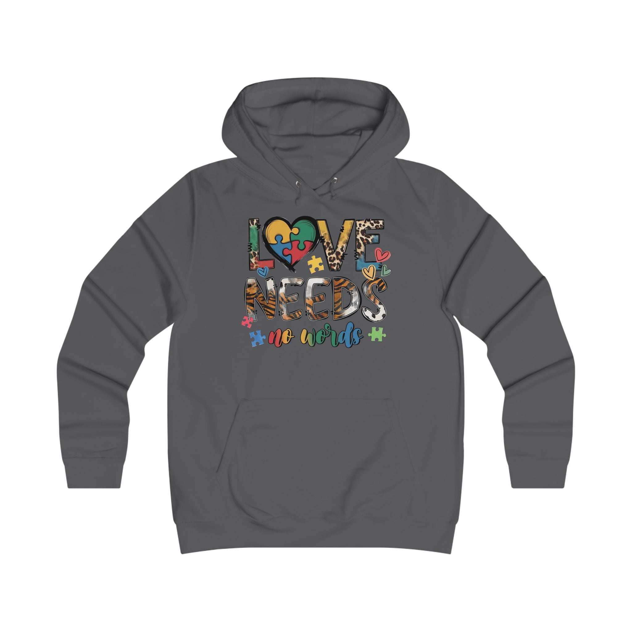 Colorful Love Needs Hoodie for Girls Autism Awareness & Pride Collection.