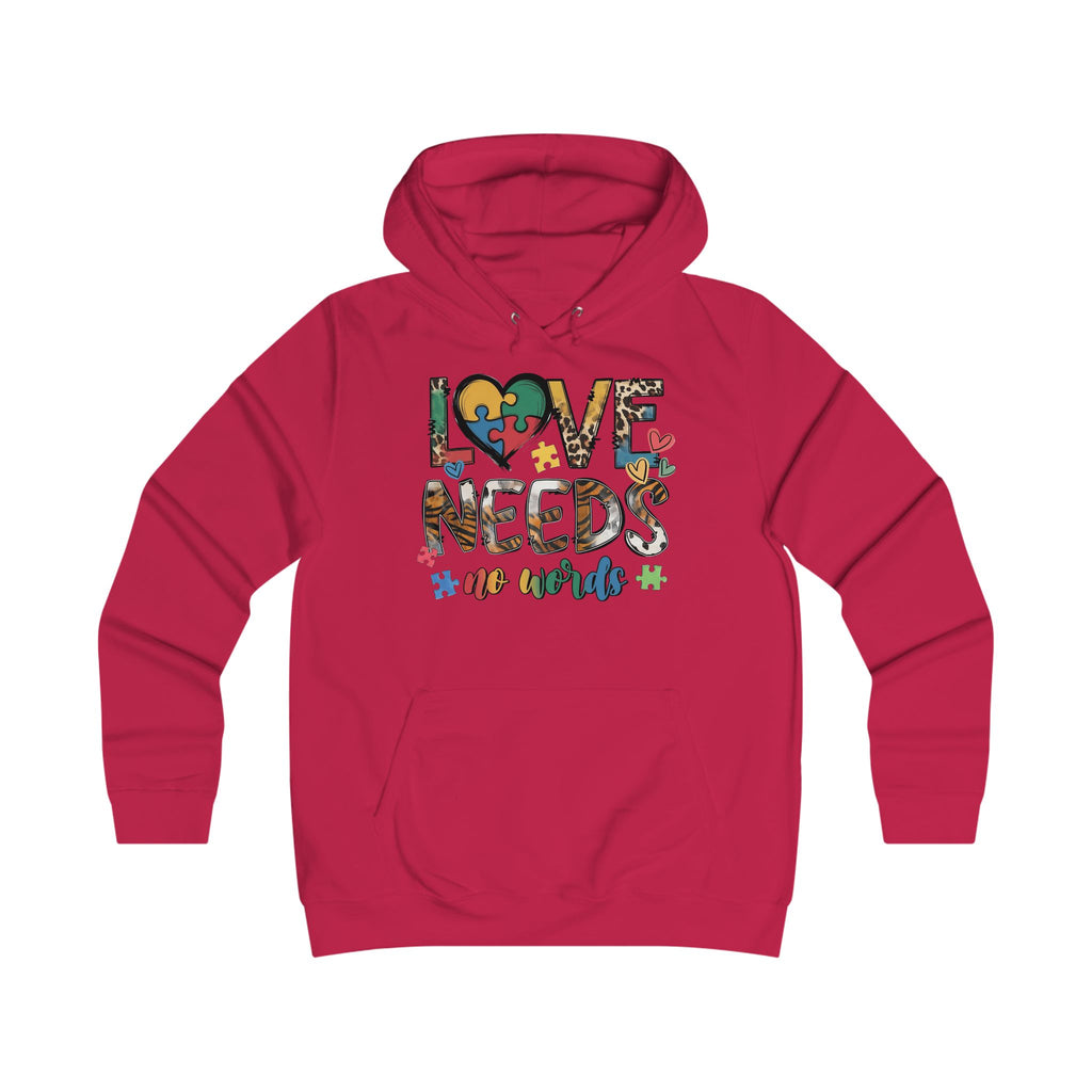 Colorful Love Needs Hoodie for Girls Autism Awareness & Pride Collection.