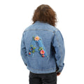 Denim Jacket with Floral Letter A Patch — Men's Personalized Embroidered Jean Jacket