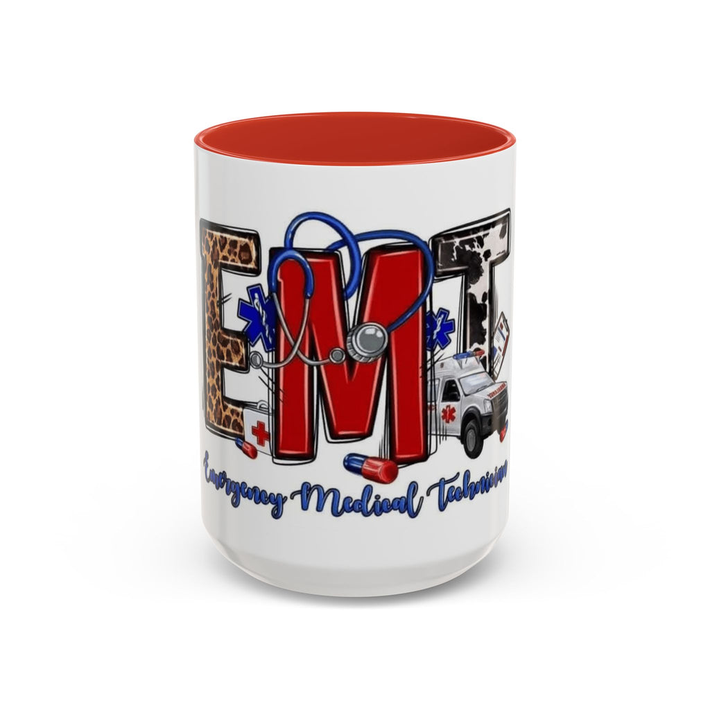 EMT Coffee Mug — Emergency Medical Technician Ambulance Stethoscope Design (11/15oz) Medical Christmas Mug