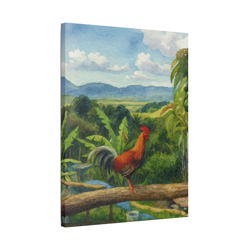 These Puerto Rico inspired Rooster Morning Landscape Canvas