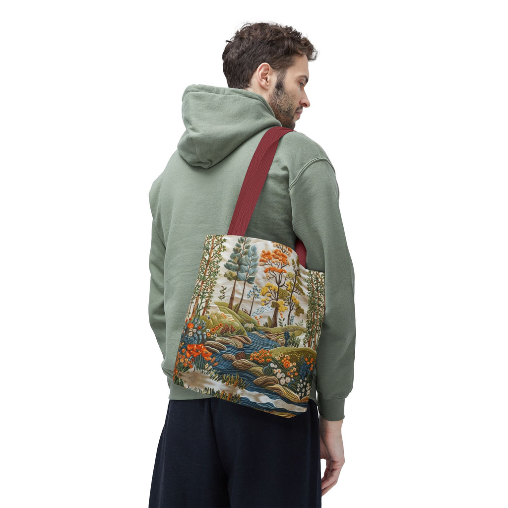 Scenic Meadow Tote Crochet-Decorated Tote Bags