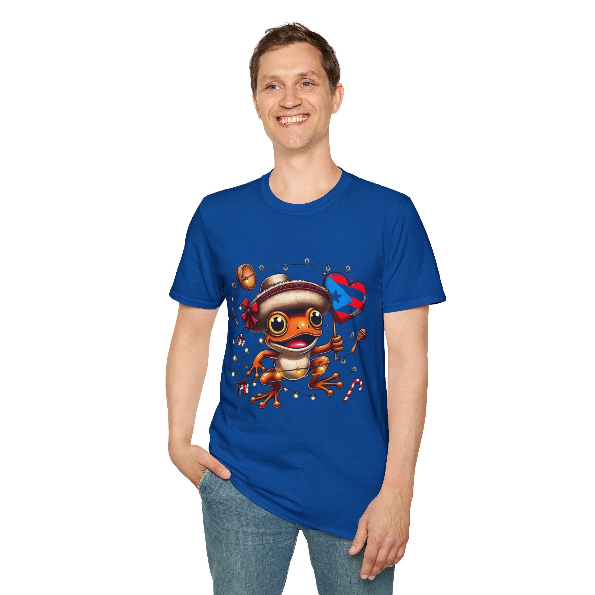Puerto Rico Frog Holiday T-Shirt  Cute Coquí with Flag Heart (Christmas) Puerto Rico Navidades
