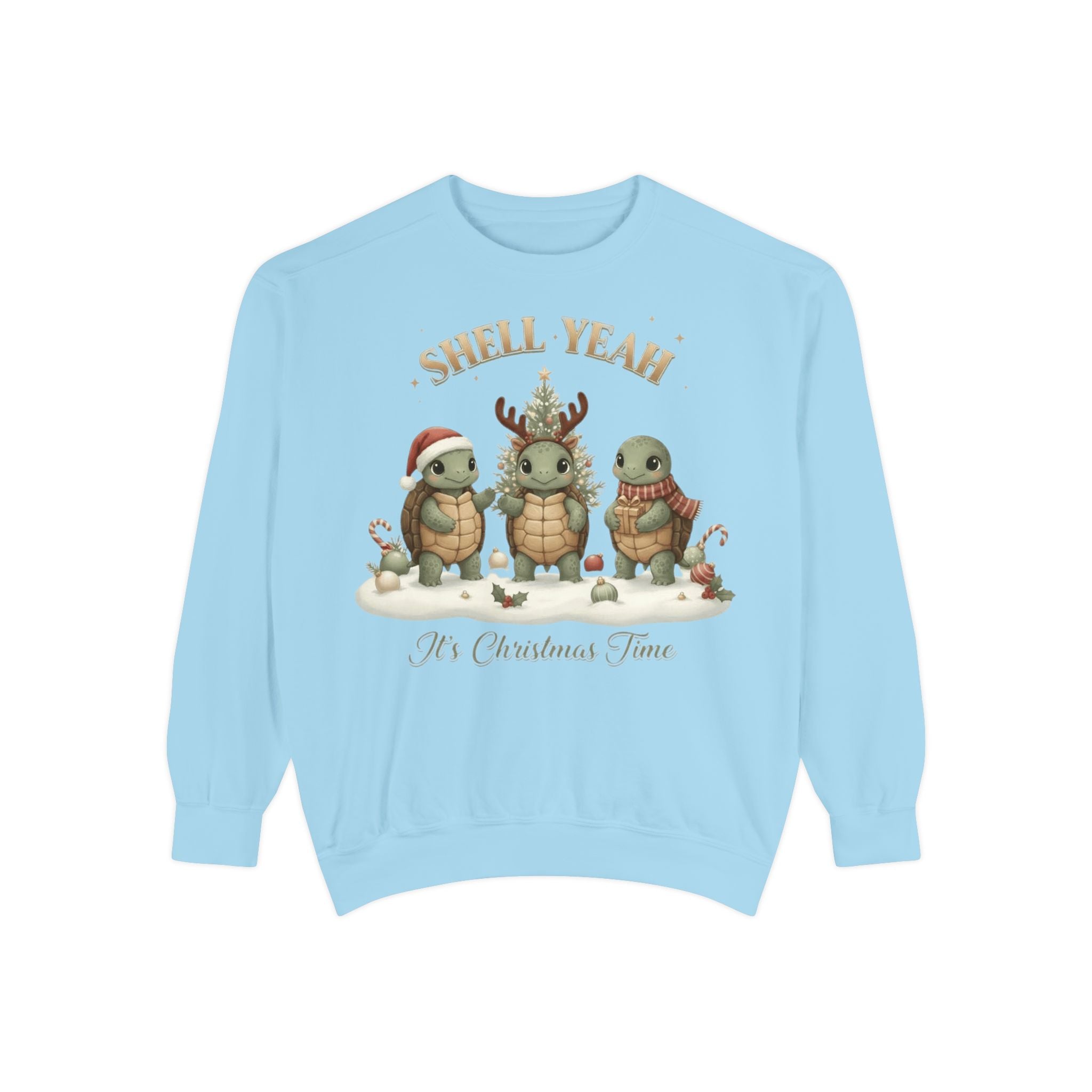 Christmas Turtle Sweatshirt  "Shell Yeah, It’s Christmas Time" Holiday Pullover
