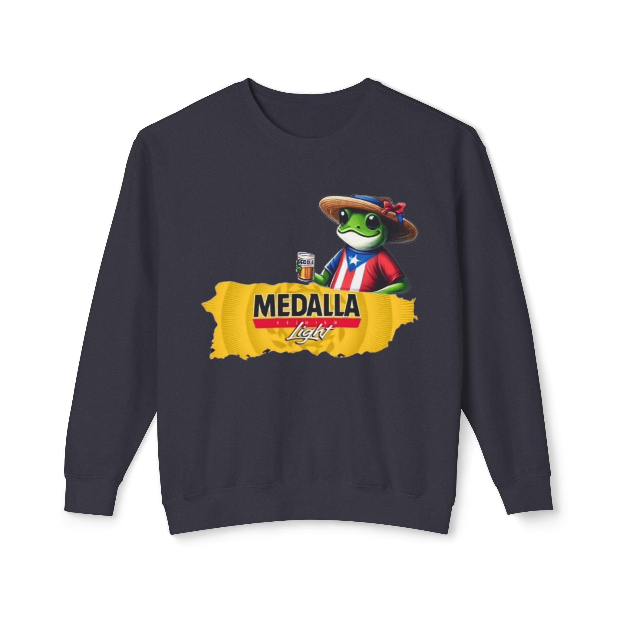 Medalla Light Puerto Rico Sweatshirt Coqui Boricua flag  Beer Pack Graphic Puerto Rico Navidades
