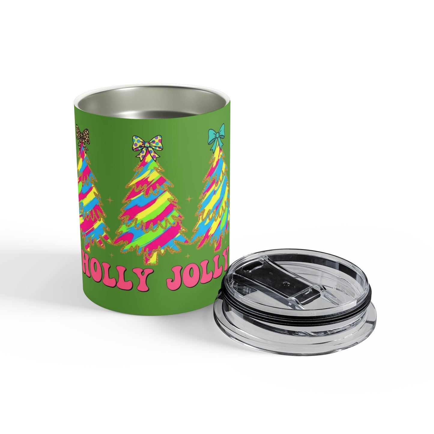 Festive Christmas Tumbler 10oz - Holly Jolly Design Christmas Design
