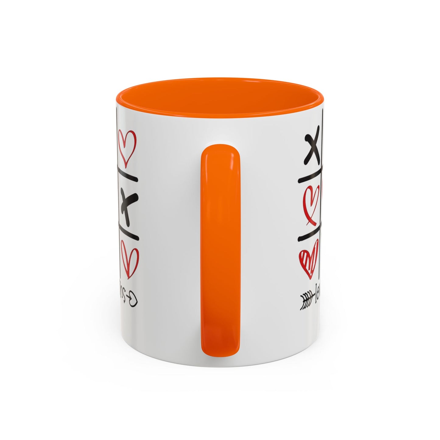 Love Wins Tic-Tac-Toe Heart Accent Coffee Mug — Romantic Valentine 11/15oz