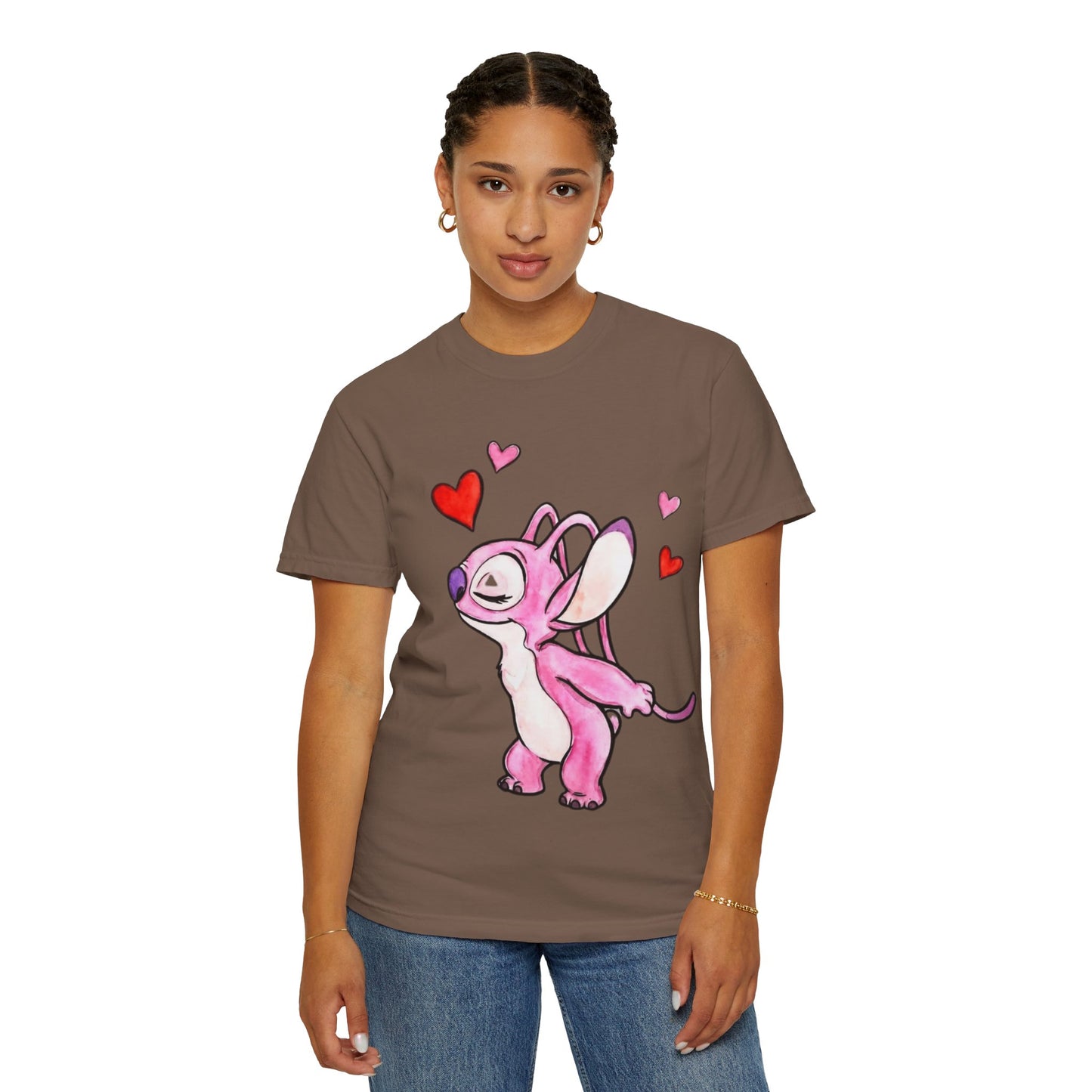 T-Shirt — Cute Pink Cartoon Creature with Hearts | Valentine’s Gift Tee