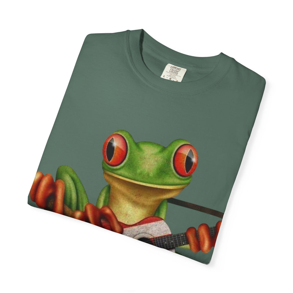 Where Boricua Meets Funky Guitar Frog T-Shirt, , Music Lover Gift, Cool Animal T-Shirt, Summer Style, Lightweight Apparel
