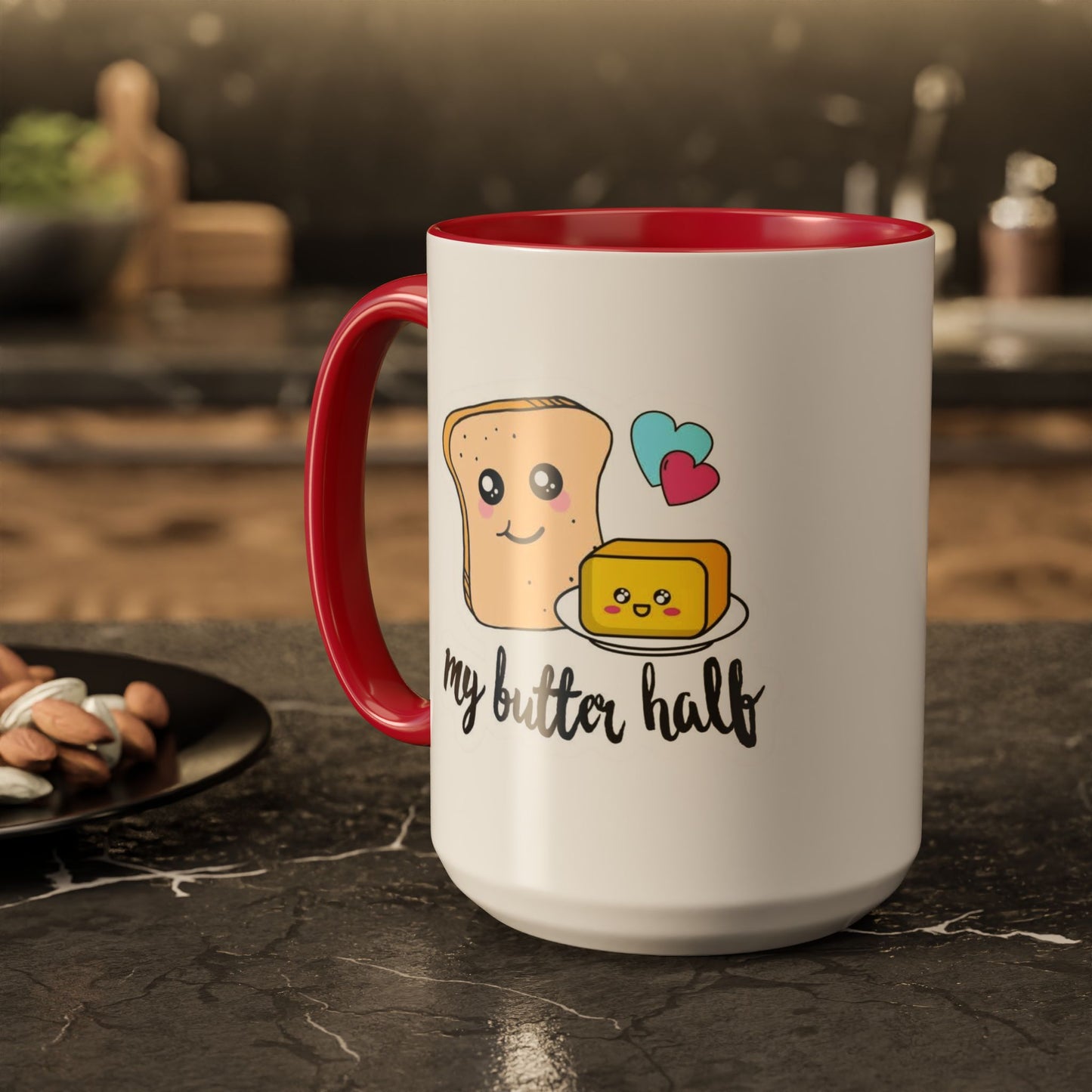 Motivational & Funny Quote Mugs Uplifting Coffee Cup Gifts Cute Foodie Relationship Mug My Butter Half Design, Colorful 11oz & 15oz