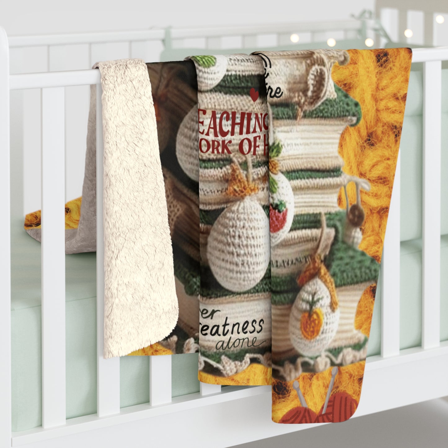 Teacher Appreciation Sherpa Blanket — "Teaching Is a Work of Heart" Cozy Fleece Throw