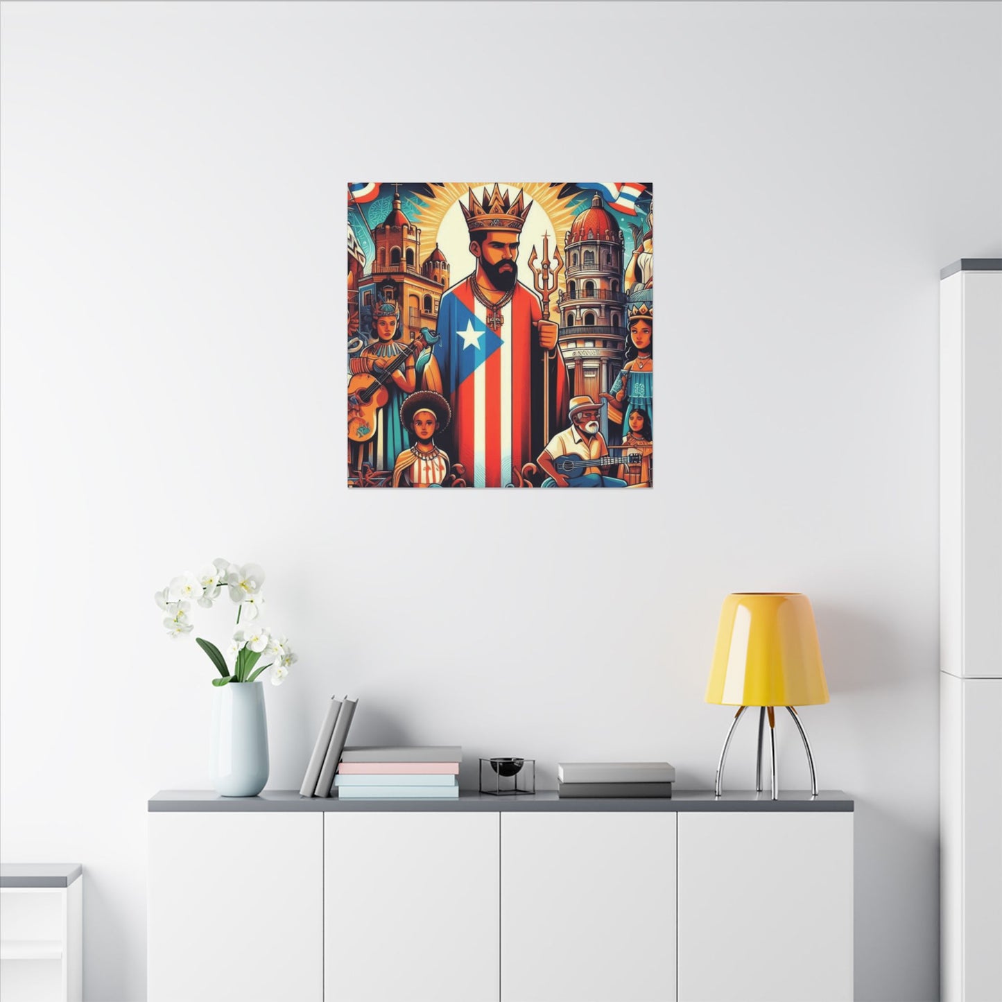 Vibrant Puerto Rican Art Canvas, Cultural Wall Decor, Celebration Decor, Unique Gift, Home Accent, Multi-Size