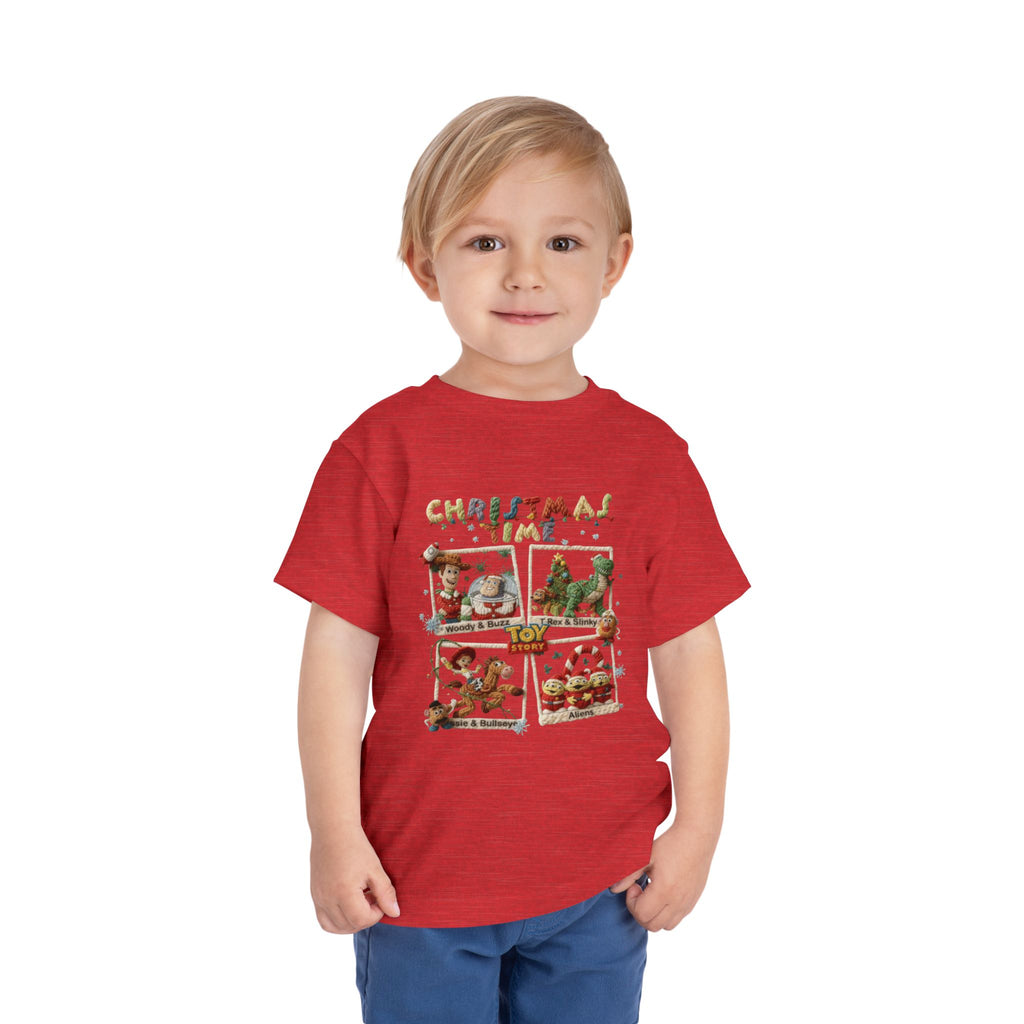 Christmas Time Toddler Tee  Cute Holiday Toy & Santa Print