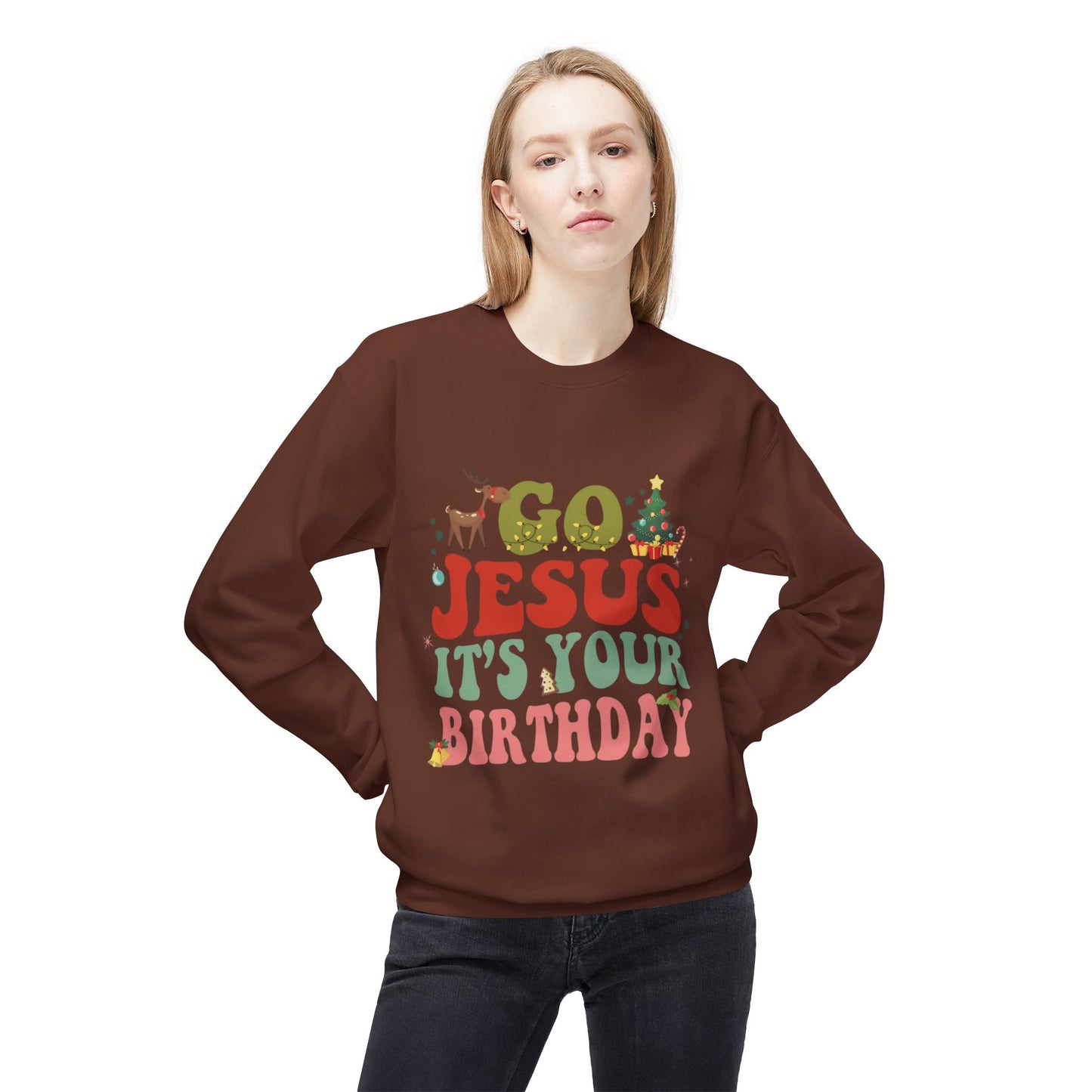 Festive Holiday Designs Go Jesus It’s Your Birthday Christmas Sweatshirt