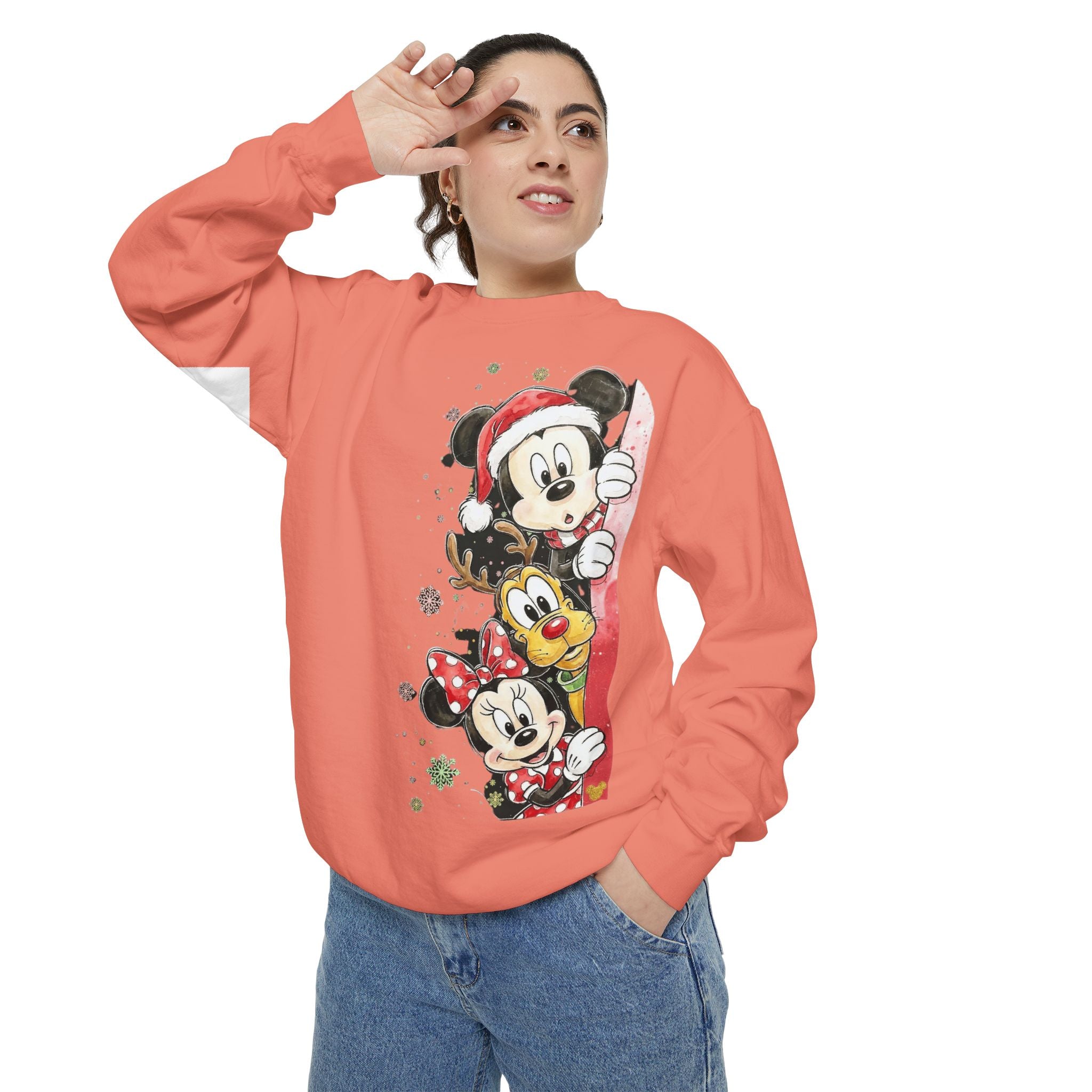 Christmas Disney Characters Sweatshirt  Mickey, Minnie & Pluto Holiday Crew Cartoon Christmas T-shirts and Sweaters
