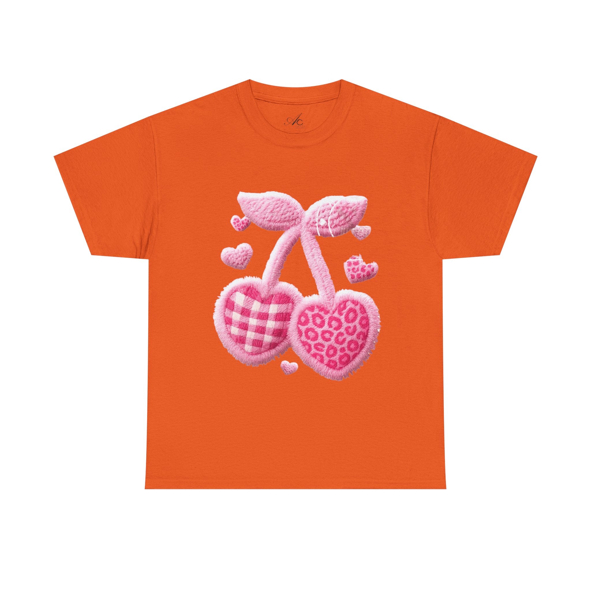 Pink Heart Cherries Tee  LOVE Graphic Valentine T-Shirt