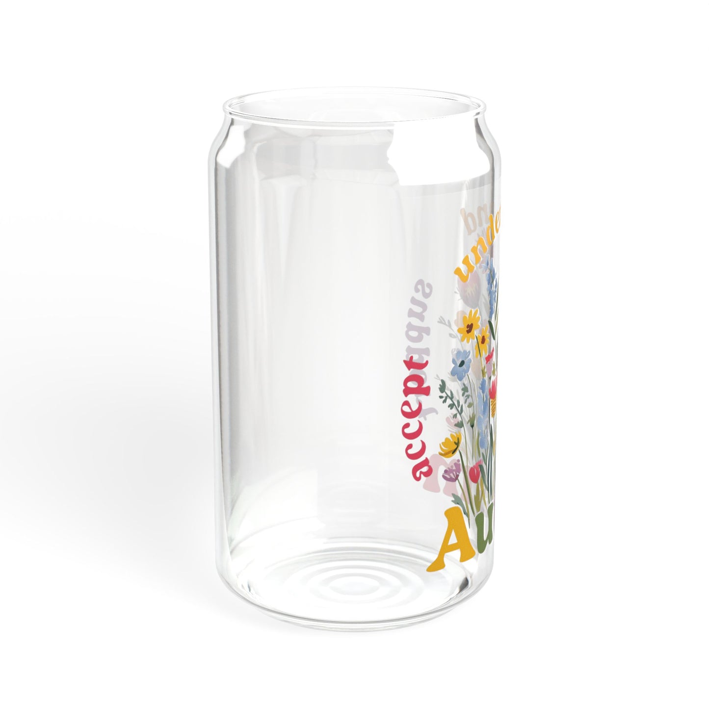 Autism Awareness & Pride Collection Floral Autism Awareness Sipper Glass - 16oz with Bamboo Lid