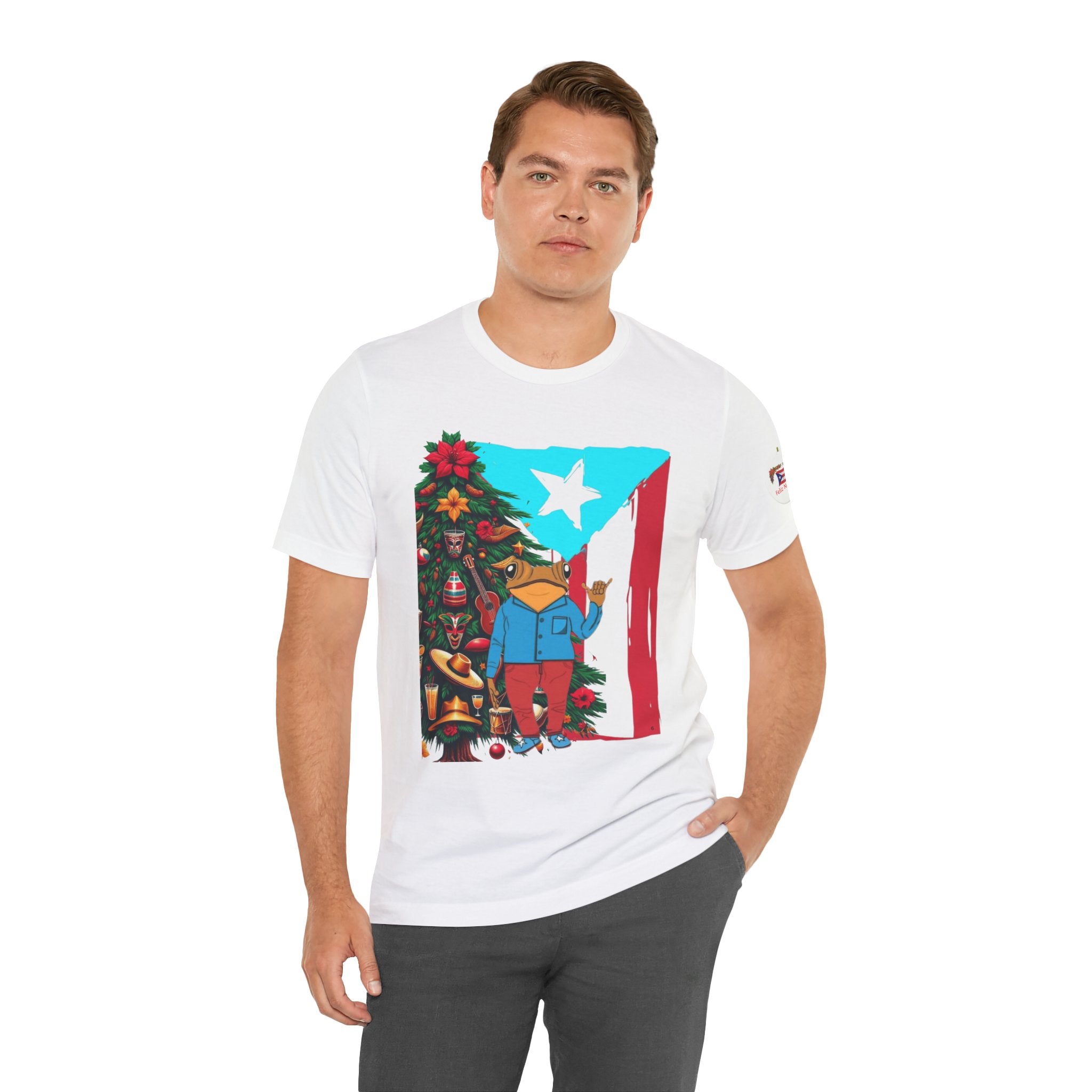 Puerto Rico Holiday T-Shirt  Coquí by Christmas Tree Graphic Puerto Rico’s Navidades