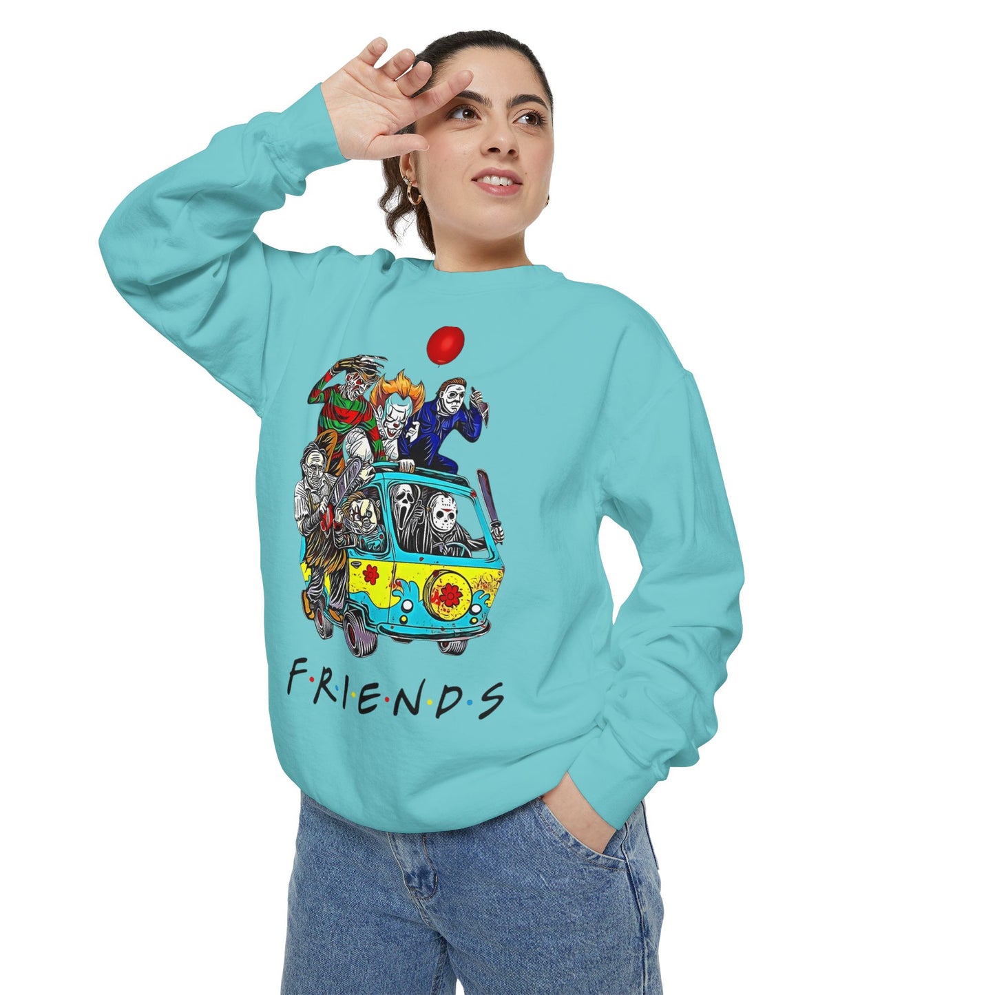 Friends-Inspired Unisex Garment-Dyed Sweatshirt, Cozy Casual Wear, Unique Graphic Sweatshirt, Perfect Gift, Everyday Style