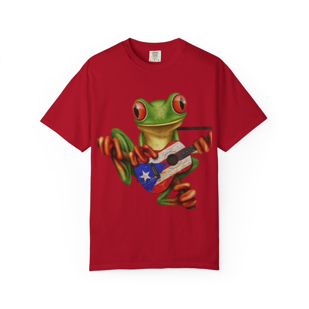 Where Boricua Meets Funky Guitar Frog T-Shirt, , Music Lover Gift, Cool Animal T-Shirt, Summer Style, Lightweight Apparel