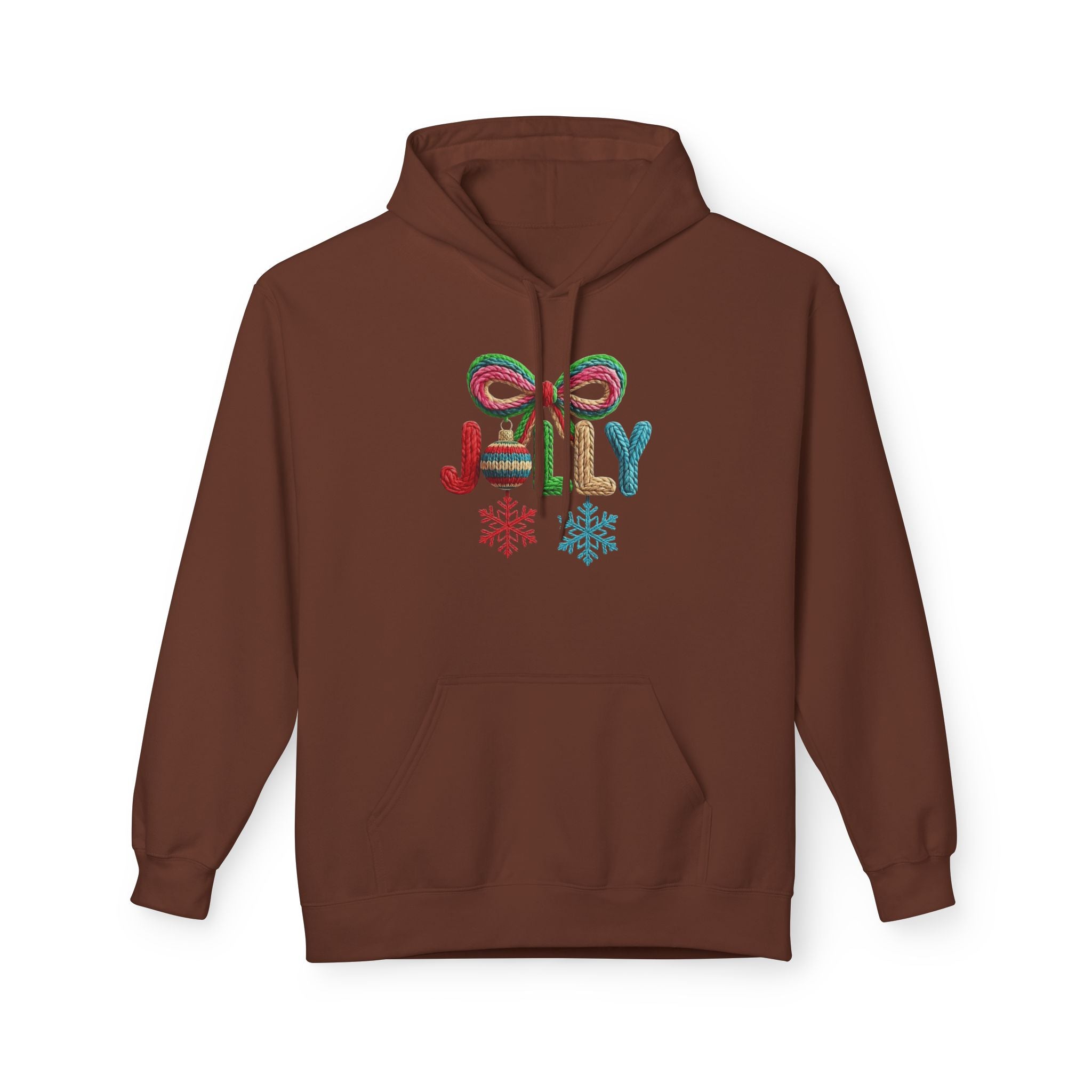 Jolly Candy Cane Holiday Hoodie — "JOLLY" Festive Sweatshirt