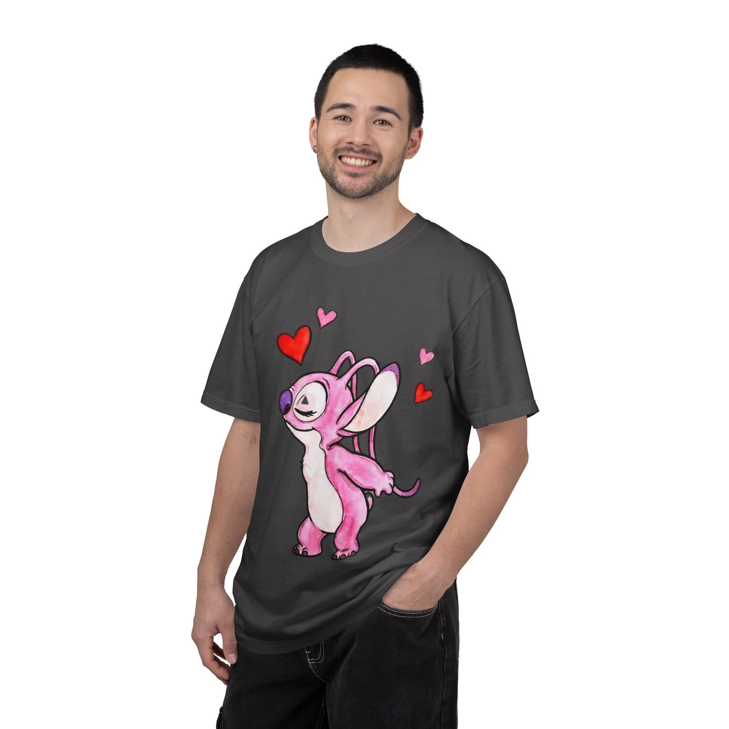 T-Shirt — Cute Pink Cartoon Creature with Hearts | Valentine’s Gift Tee