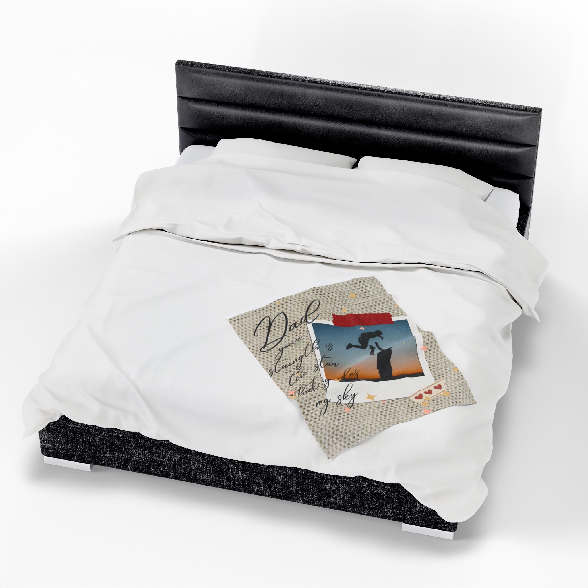Dad Photo Collage Velveteen Plush Blanket  “Dad, your strength is the star that rules my sky” Great Christmas Gift