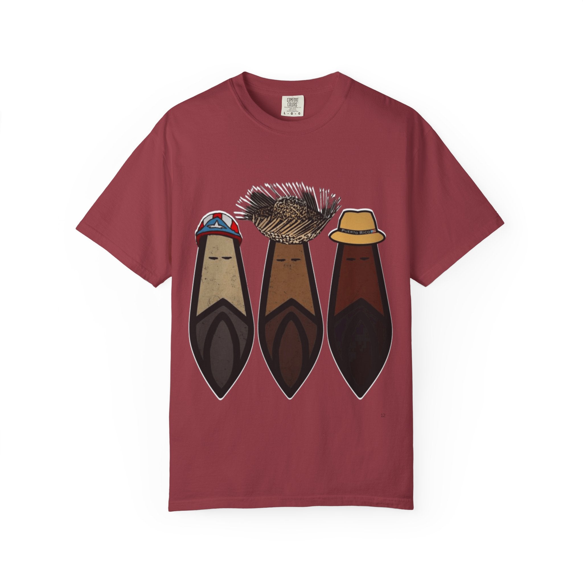 Puerto Rican Batey Cabin T-Shirt  Three Masks & Rustic House Graphic Tee Puerto Rico Navidades