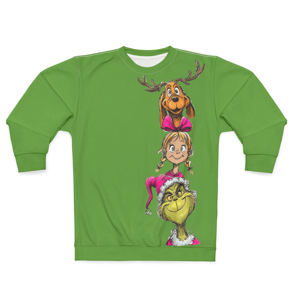 Grinch Family Stack Sweatshirt  Funny Holiday Christmas Crewneck