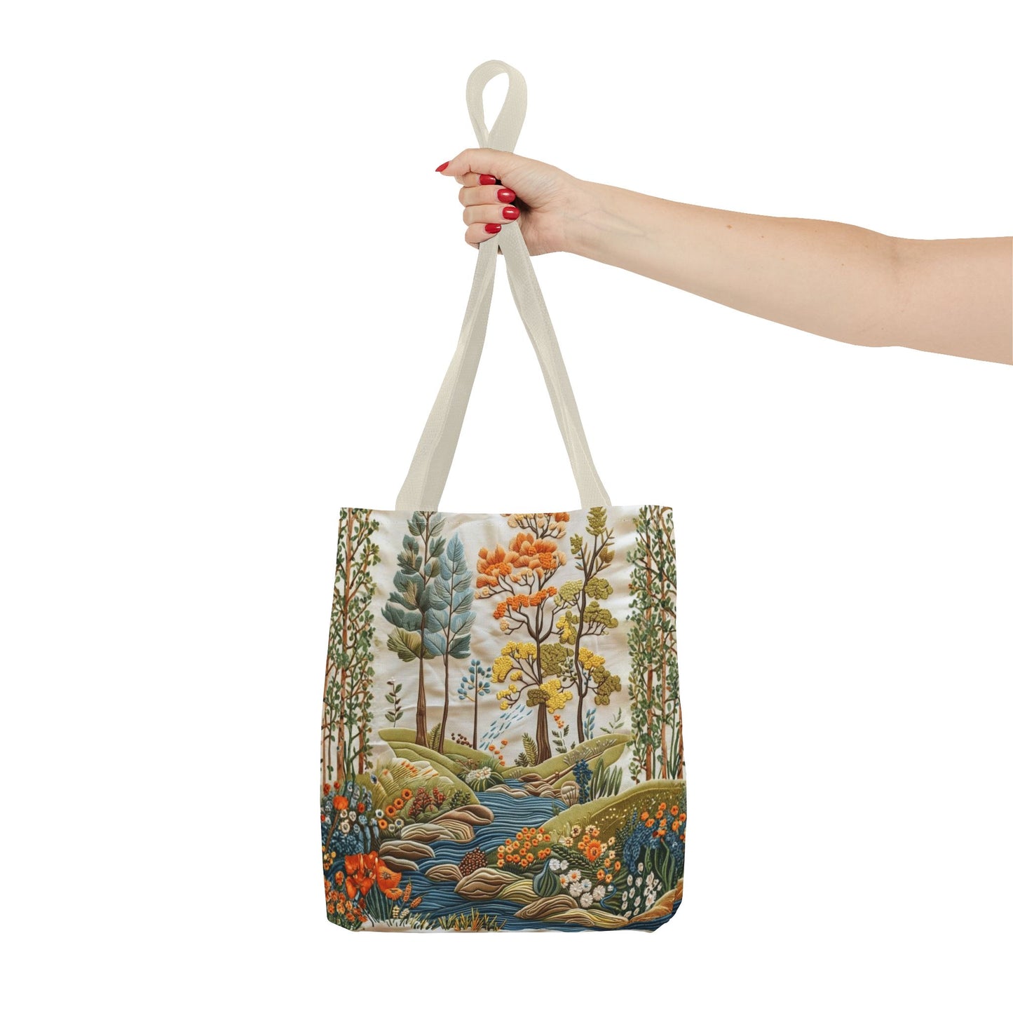 Scenic Meadow Tote Crochet-Decorated Tote Bags