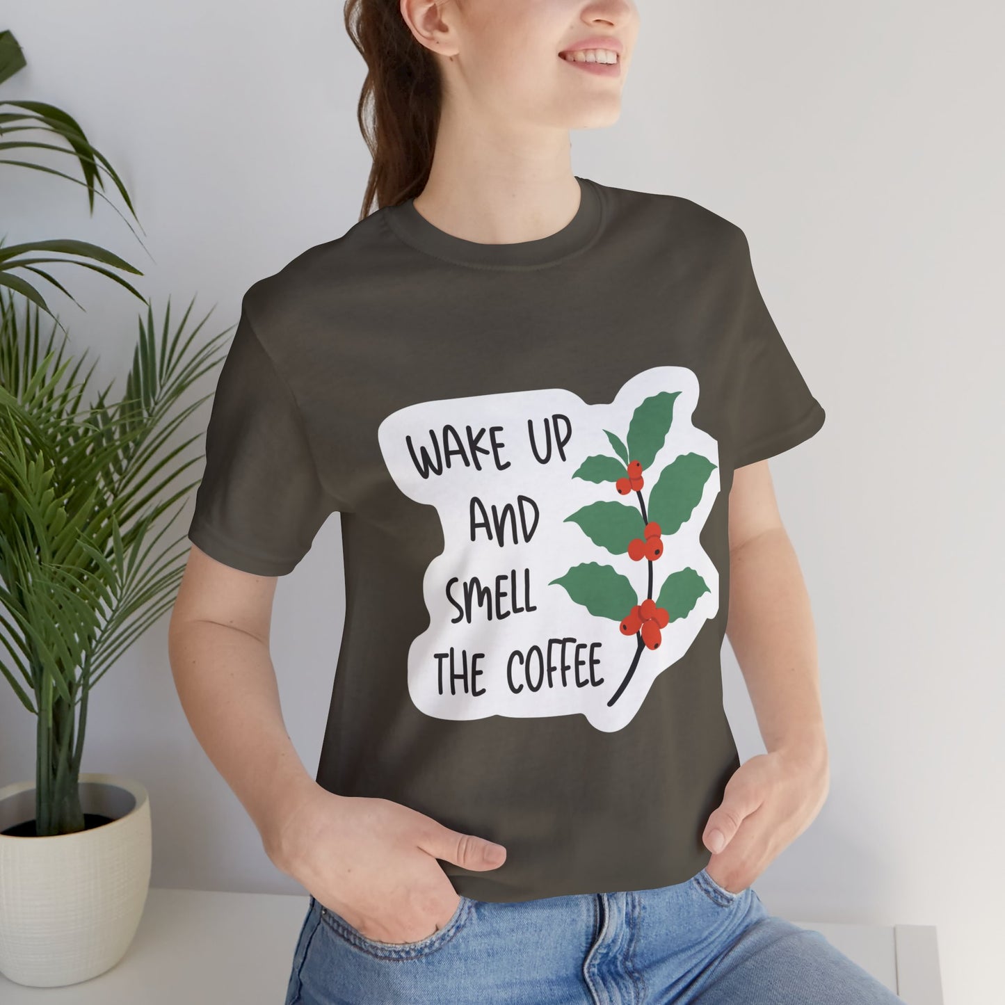 Wake Up and Smell the Coffee Tee  Coffee Plant Graphic T-Shirt