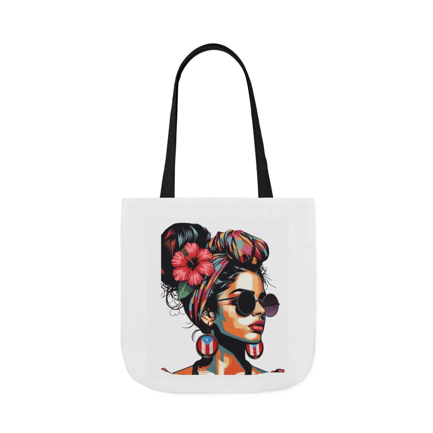 Carry Your Culture – Puerto Rican Pride in Every Step Chic Canvas Tote Bag - Stylish Floral Portrait, Trendy Beach Carryall, Mother's Day Gift, Everyday Shopper, Art Lovers Essential