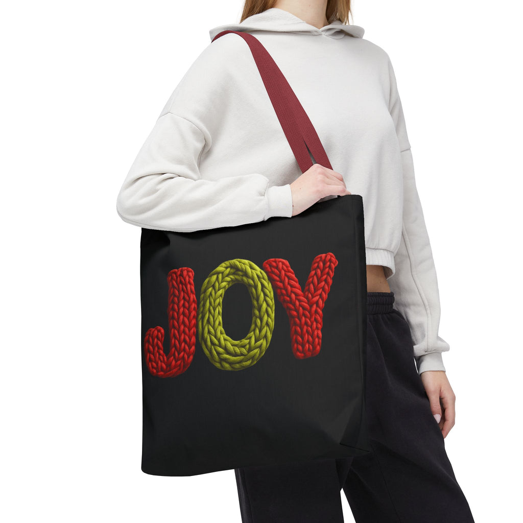 Christmas Tote Bag  Festive Holiday DesigJoy Knit Tote Bag  Colorful 'JOY' Yarn Design, Cozy Holiday Gift Tote