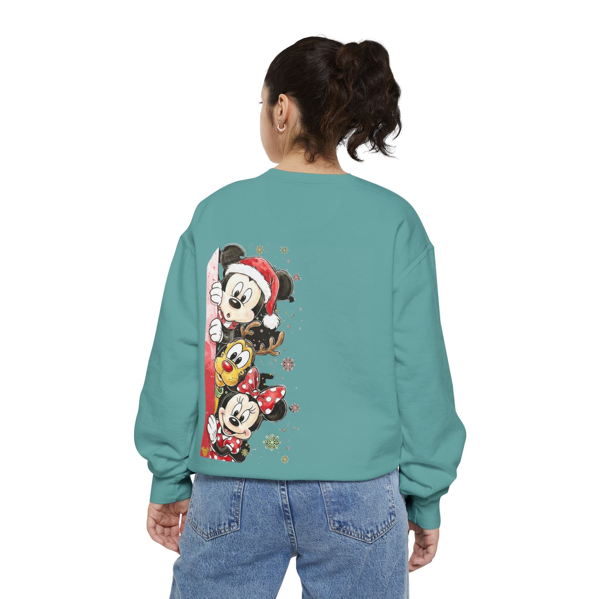 Christmas Disney Characters Sweatshirt  Mickey, Minnie & Pluto Holiday Crew Cartoon Christmas T-shirts and Sweaters
