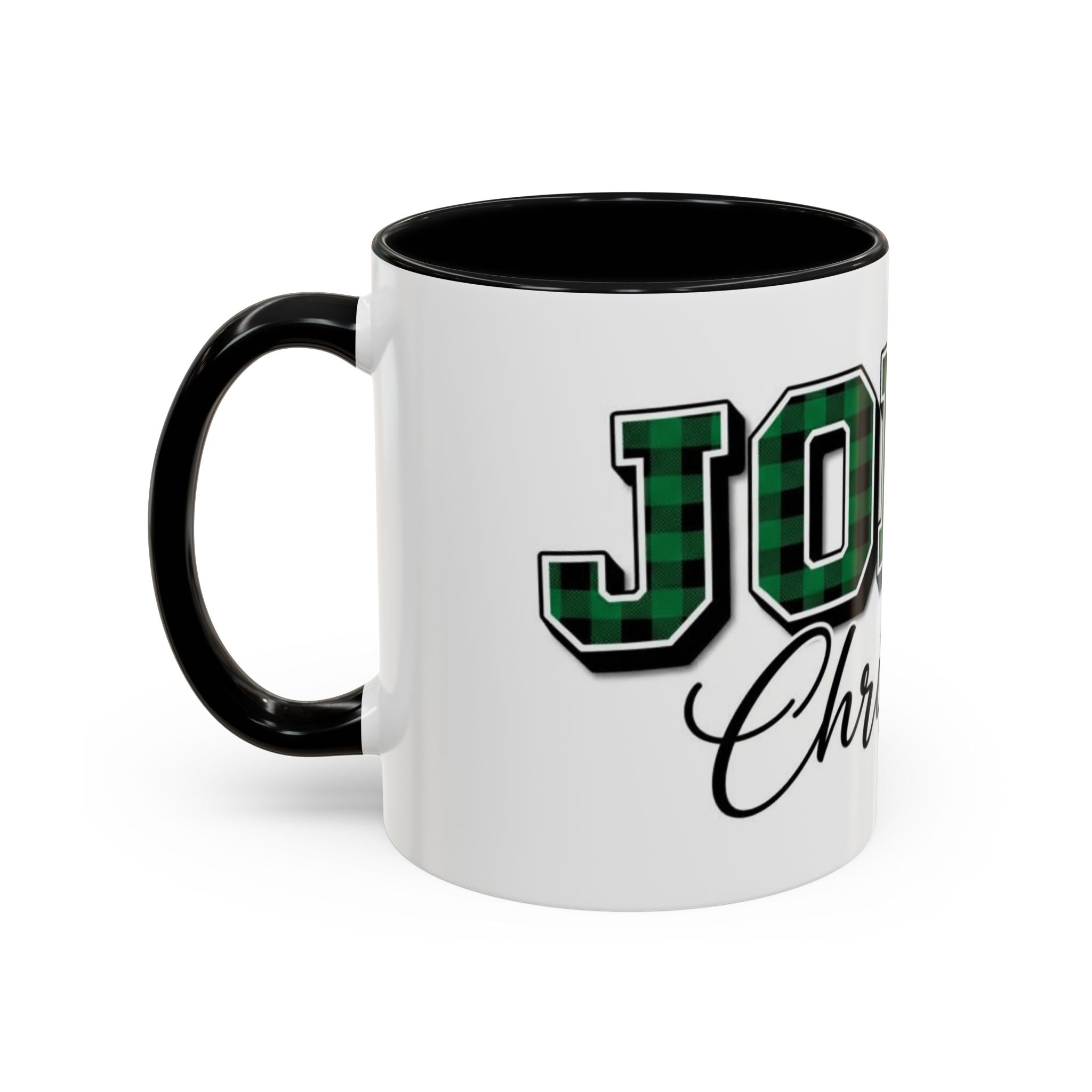 Holly Christmas Accent Coffee Mug — Green Plaid Holiday Gift (11/15oz)