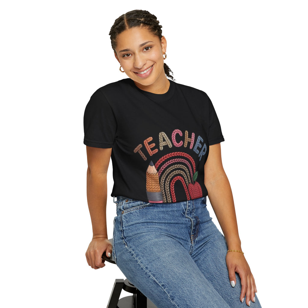 Teacher Rainbow Pencil & Apple T-Shirt — Back-to-School Gift for Educators