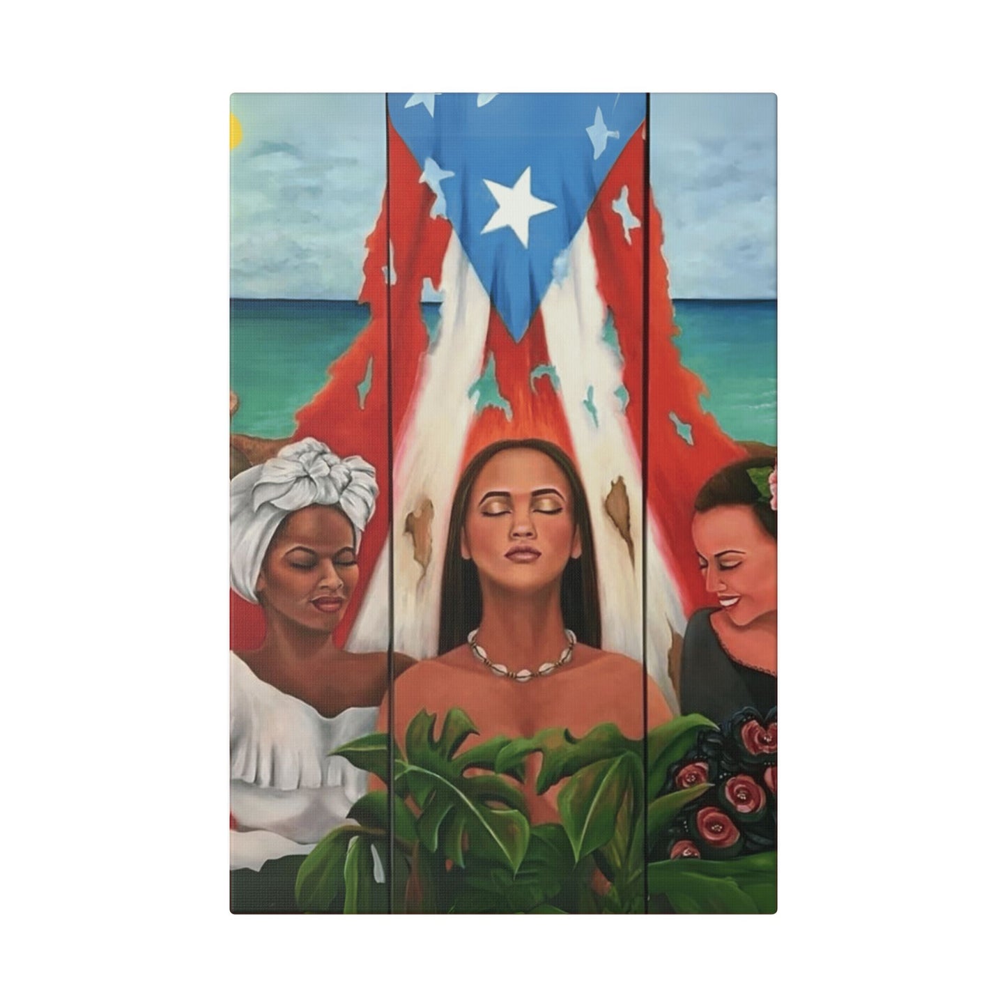 Capturing the Heart and Soul of Puerto Rican Art, Ethnic Canvas Print, Gift for Art Lovers, Beach-Themed Artwork