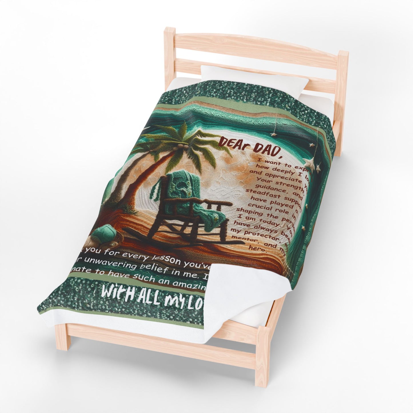 Dear Dad Velveteen Plush Blanket  Sentimental Father’s Day Gift with Rocking Chair Poem