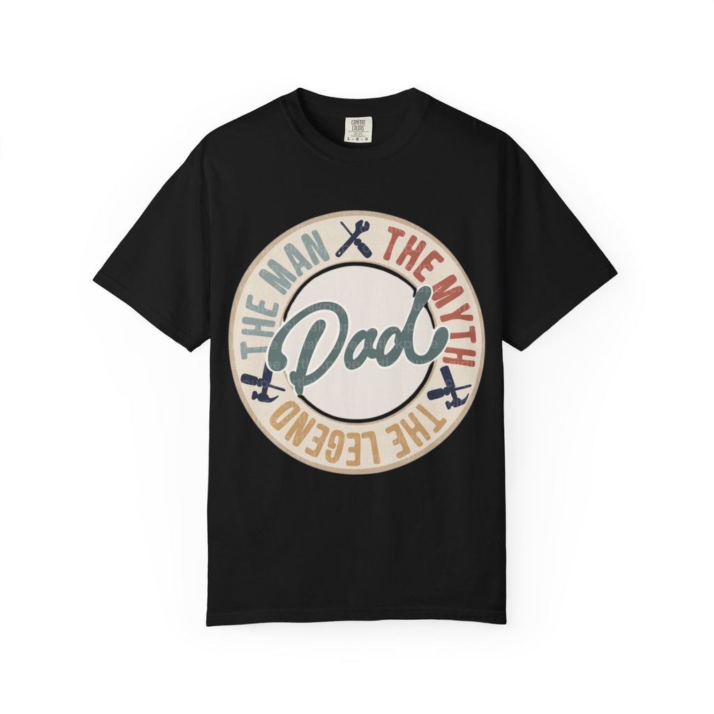 Dad Retro Badge T-Shirt — “Dad: The Man, The Myth, The Legend” Father’s Day Tee