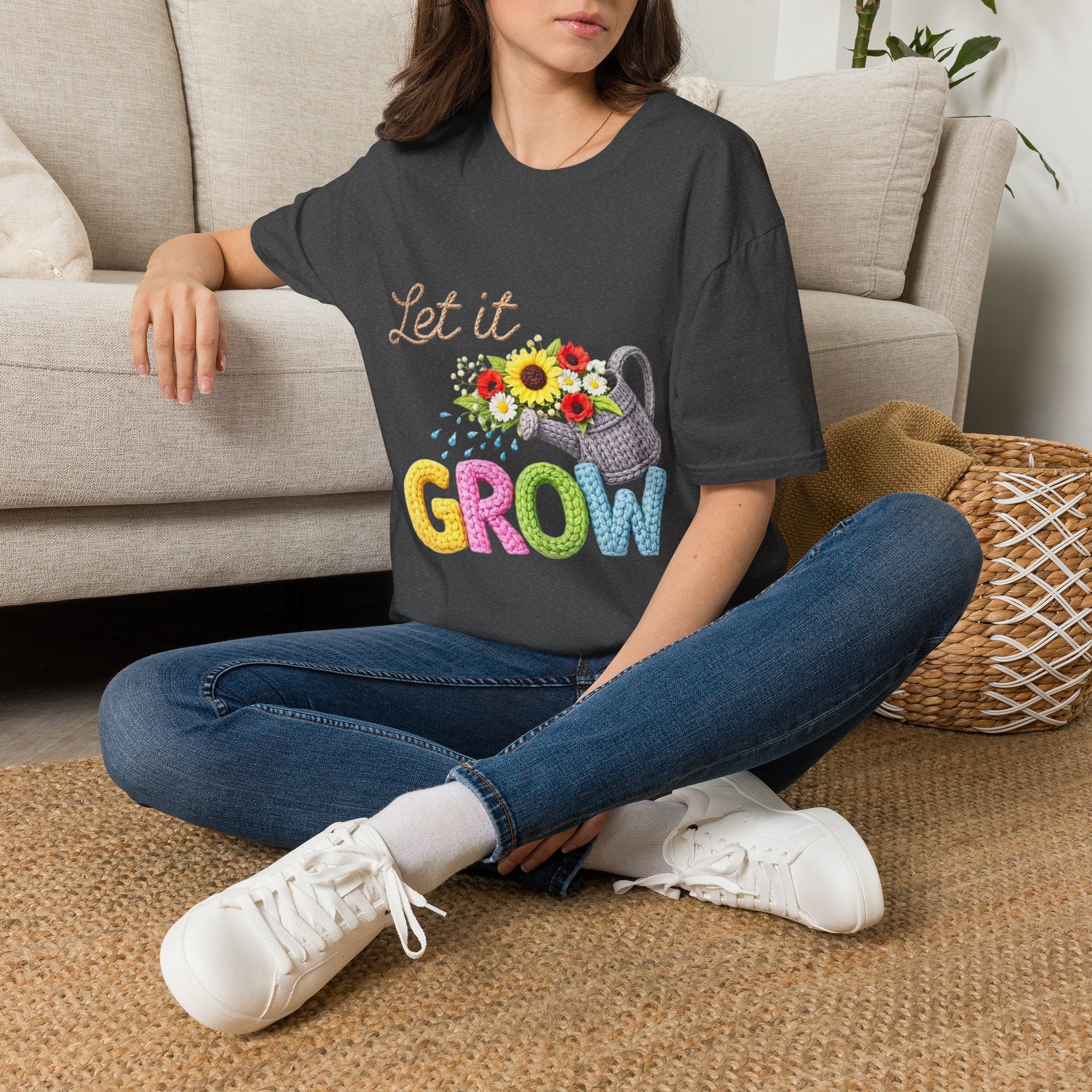Let It Grow T-Shirt — Floral Watering Can Garden Tee