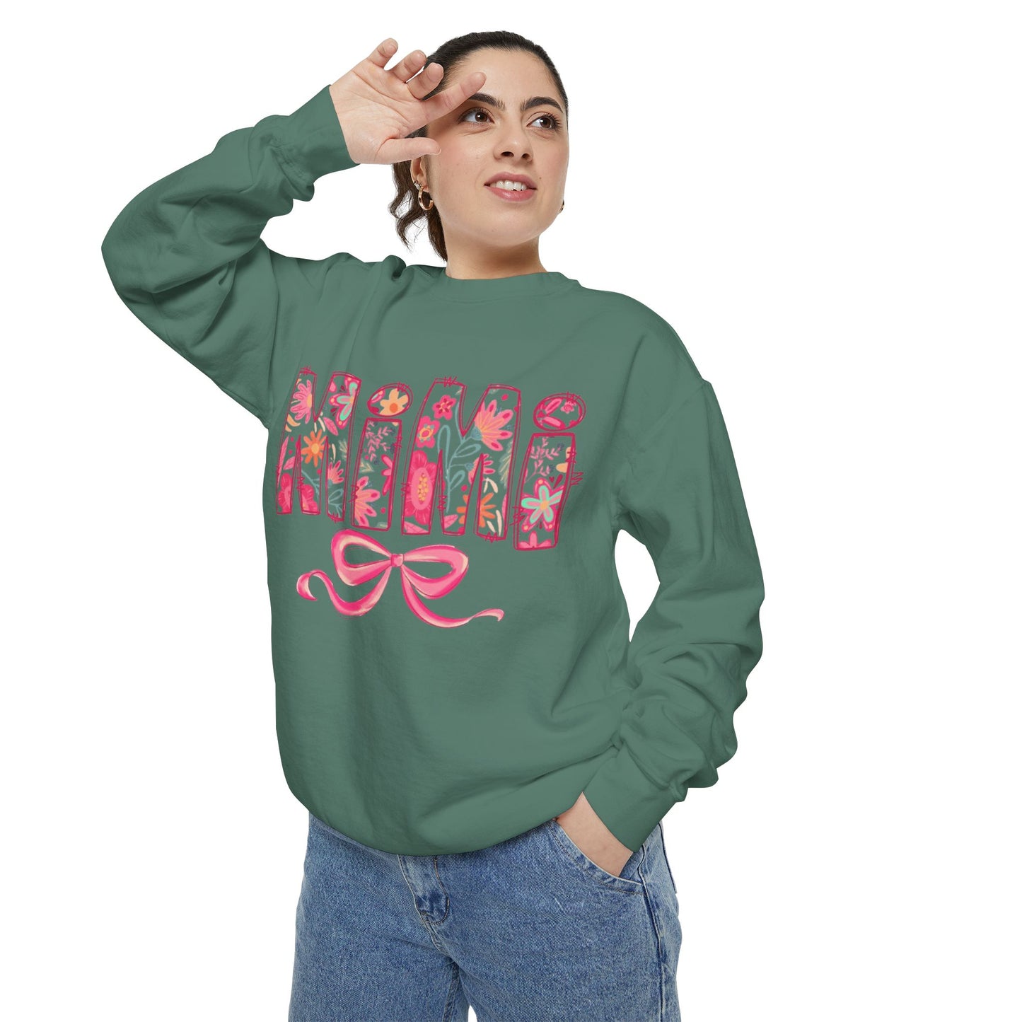Mama Floral Sweatshirt  Pink Floral 'MAMA' Design with Bow