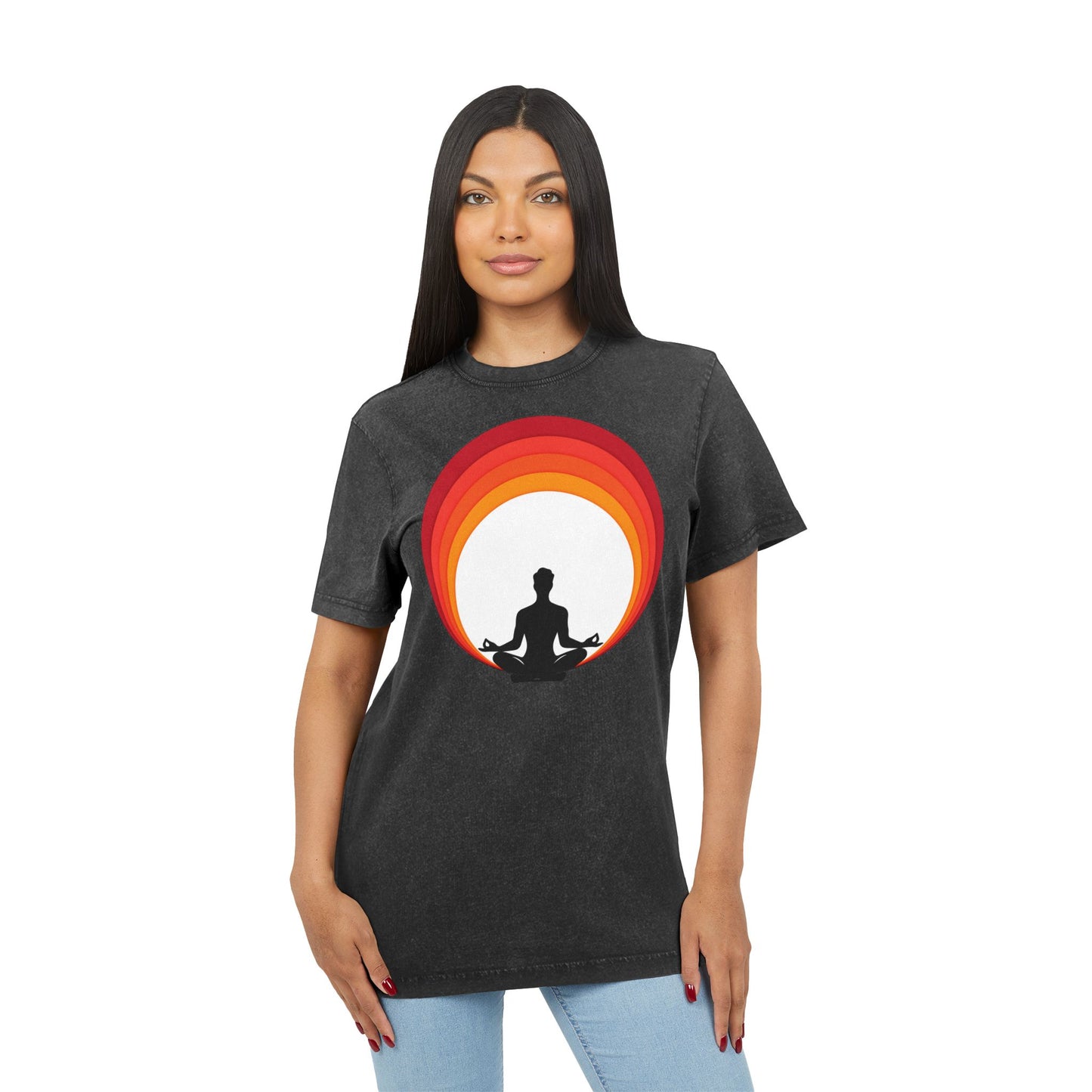 ✨ Let your outfit reflect your inner peace. Meditation Acid Washed Tee, Vintage Yoga Shirt, Relaxation Apparel, Gift for Mindfulness, Bohemian T-Shirt